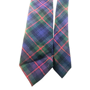 Murray Men's Tie 100% New Wool Made In Scotland Green Blue Red Plaid 54" X 3